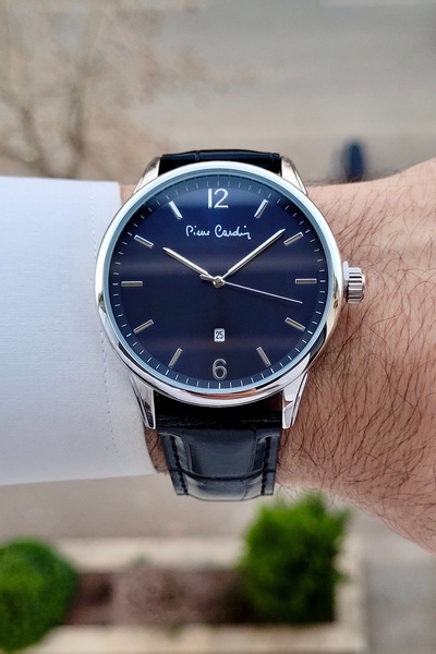 Pierre Cardin Kadranı Lacivert Kordonu Siyah Renk 44 mm Erkek Kol Saati
