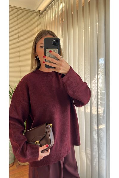 Qu Style Claret Red Sweater