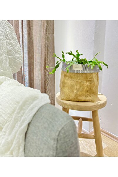 HOUSERİCH سلة متعددة الأغراض مزدوجة الجوانب - خياطة يدوية - قماش الجوت والقطن