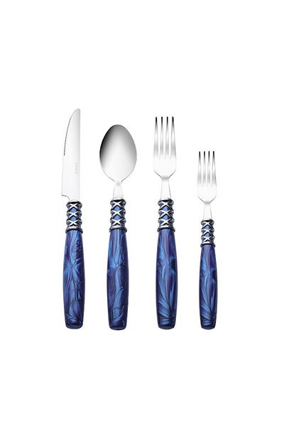 Karaca Lucas 6 Blue Personality 24 Piece Fork Spoon Knife Set