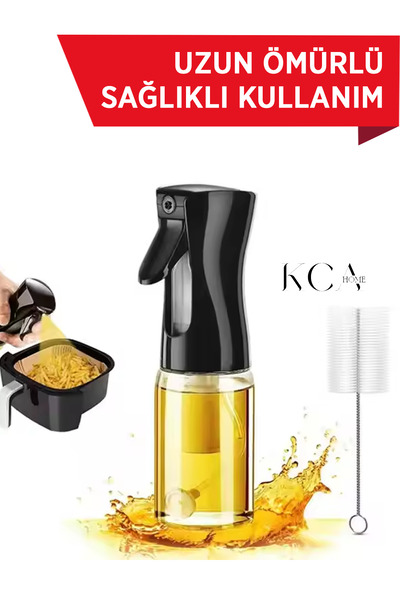 KCA HOME Cam Sprey Yağdanlık Airfryer Püskürtmeli Yağlık Fısfıs Püskürtücü Siyah