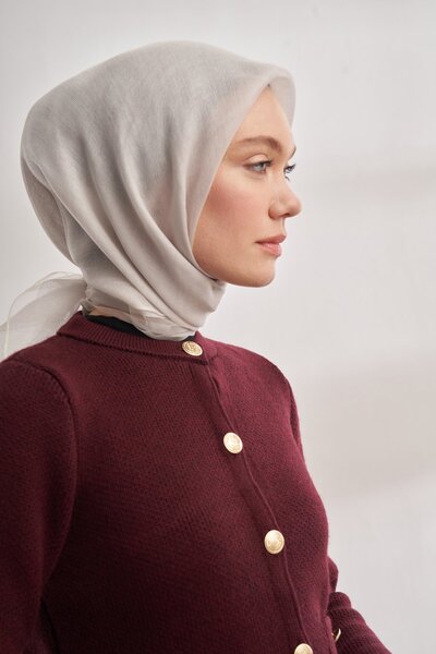 ARMANDA Eșarfă din tul dublu strat de mătase 30% - argintiu