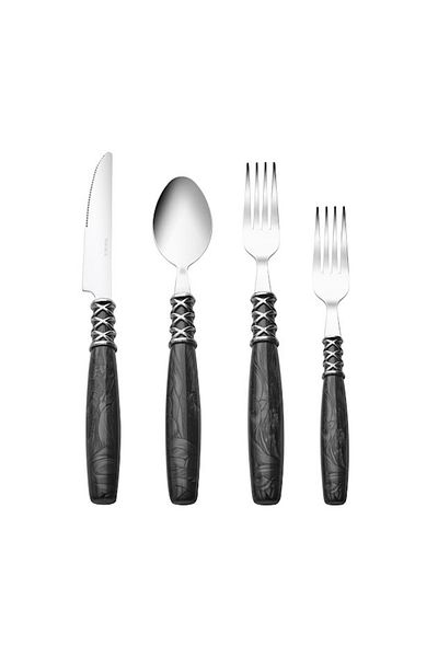 Karaca Lucas 6-Person Black Fork Spoon Knife Set - 24 Pieces