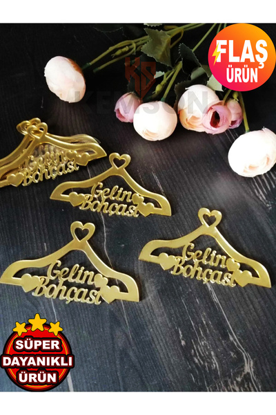 GİZEM SHOP Özel Tasarım Pleksi Gelin Bohçası Yazısı Bohça Süsü 8cm 10 ADET