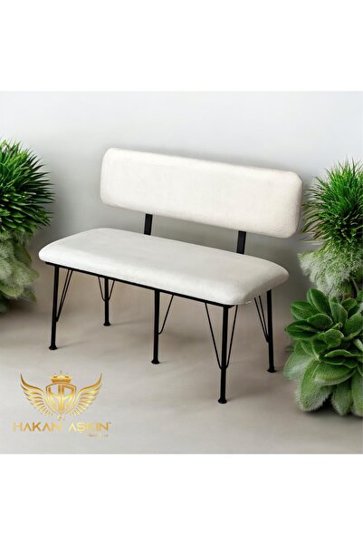 BY HAKAN AŞKIN Metal Ayaklı Metal Alt Kasalı Soft Ekru New 2025 Sırtlı Bench Bank