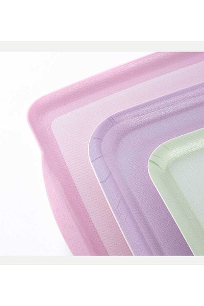Tantitoni Elvin Home Concept - Melamin Tea Pattern Set of 3 Slide Tray 25-36-43cm