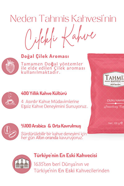 Tahmis Single Package Turkish Coffee with Mountain Strawberries 100 gr