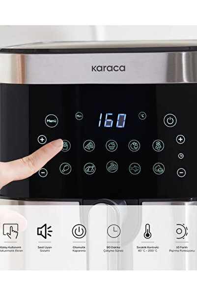 Karaca 8 Kişilik XXXL 9Litre 10 Farklı pişirme fonksiyon Akıllı Dokunmatik Ekran Geniş Hazne Airfryer