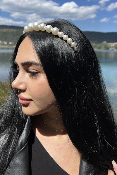 New Fashion Coroană mare de perle pentru femei, bentiță, accesoriu, tiară de păr