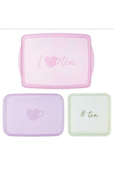 Tantitoni Elvin Home Concept - Melamin Tea Pattern Set of 3 Slide Tray 25-36-43cm