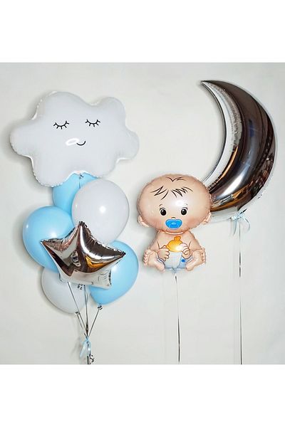 CUGY BABY BOY BABY SHOWER HOSPITAL HOME SET DE ORNAMENTE BALON FOLIE