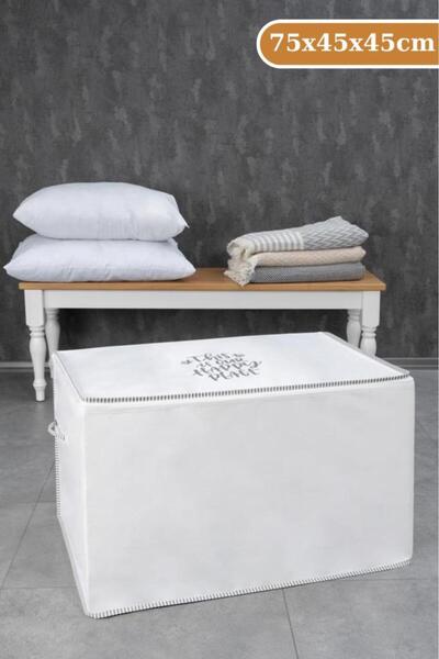 Genel Markalar Yorgan Yastık Saklama Hurcu, İpli Baskılı Çok Amaçlı Sandık Ti...