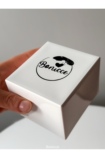 Bonicce Marka Kalp Figürlü Süngerli Beyaz Kare Sert Küçük Hediyelik Kutu Takı...