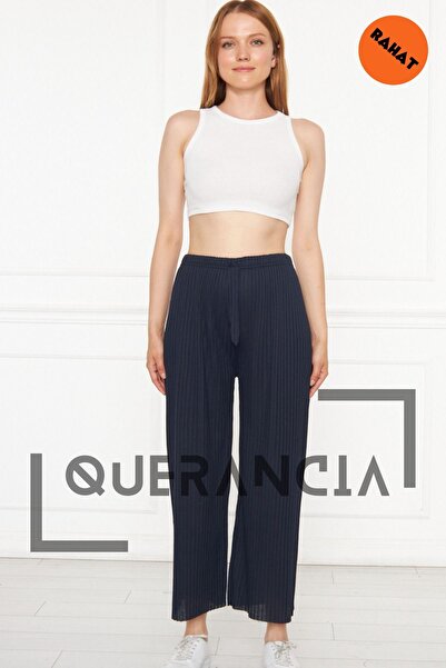 querancia بنطال مضلع مريح باللون الأزرق الداكن للنساء