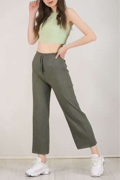 UpDown Women's Green Camisole Combed Cotton Pants