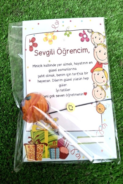Emtory Home Lolipop & Emoji Bileklik Dönem Sonu Karne Hediyesi - Okul Hediyesi - 10 Adet - Jelatinli Paket