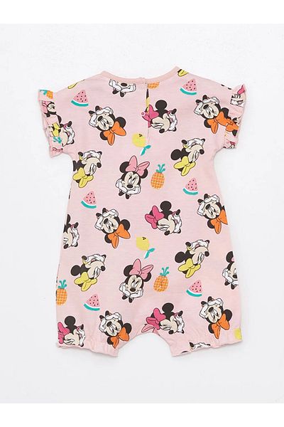 LC Waikiki Lcw Baby Pink Crew Neck Short Sleeve Minnie Mouse Printed Baby Girl Romper
