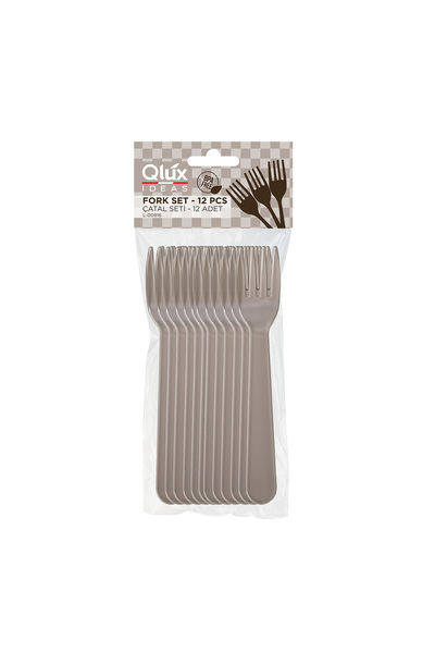 AKTEZ-EL Beige Plastic Luks Forks 12 Pieces