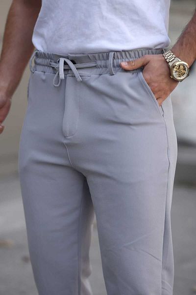 Oyga Ανδρικό παντελόνι Jogger με ελαστική μέση διπλή λεπτή εφαρμογή Lycra