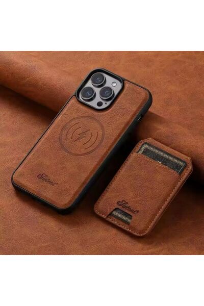 HYPERSOFT Iphone 15 Plus (6.7 inç) Uyumlu Stant Olabilen Cüzdanlı Deri Magsaf...