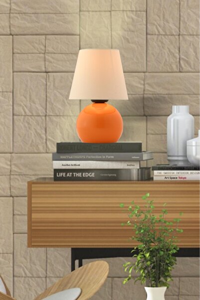 Buiva Modern Tasarım Cotto Abajur Krem Şapka Parlak Turuncu Gövde