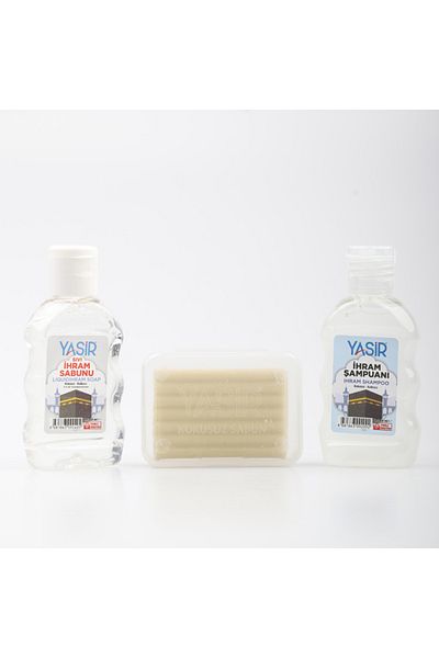 Yasir Hajj Umrah Odorless Set Hygiene Set (3 Pieces) Liquid Soap+Solid Soap+Shampoo