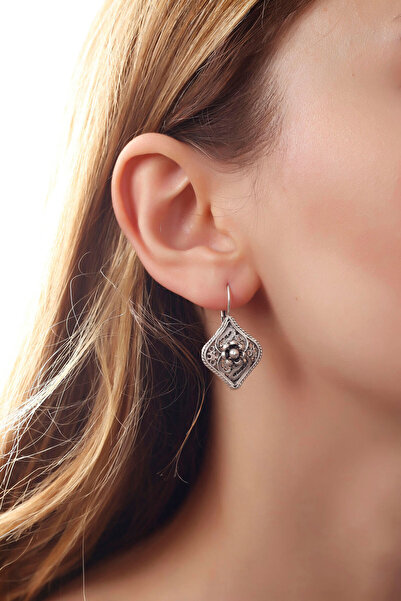 MATYA JEWELERY Matya Antik Gümüş Kaplama Sallantılı Küpe