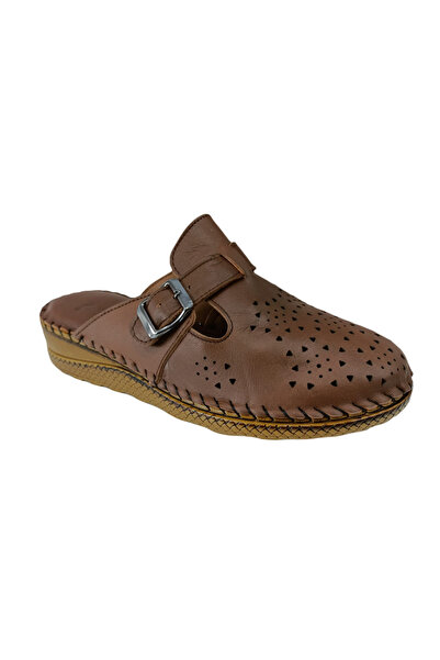 BENTO Anne Marie 018 Brown Leather Anatomical Closed Front Women's Slippers