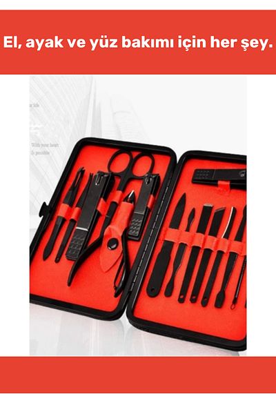 chesstra New Series Stainless Steel Hand Face Foot Care Durable Sharp Professional Manicure Set 15 Pieces