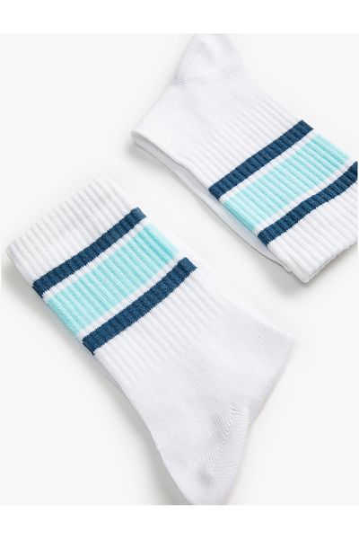Koton Basic Socket Socks with Colorful Stripe Detail