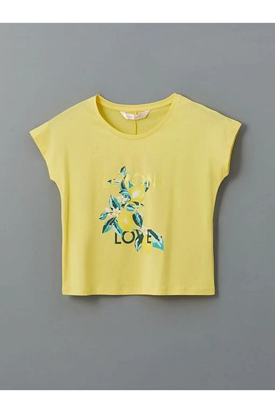 LC Waikiki Set de pijamale pentru femei LCW DREAM, alb, cu decolteu, imprimat, cu pantaloni scurți