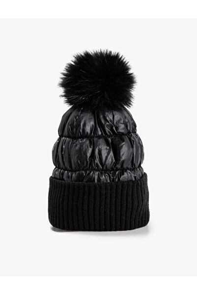 Koton Pompom Ribbed Beret
