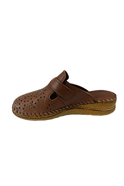 BENTO Anne Marie 018 Brown Leather Anatomical Closed Front Women's Slippers