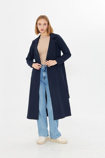 Rabi Shine Navy Blue Women's Winter Cashew Coat - Belted and Unlined