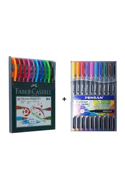 Faber Castell مجموعة أقلام حبر جاف + مجموعة أقلام تحديد دقيقة 04 مم