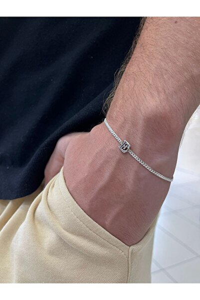 NFS GÜMÜŞÇÜLÜK 925 ayar Gümüş Hzel Harfli Oksitli Unisex Bileklik