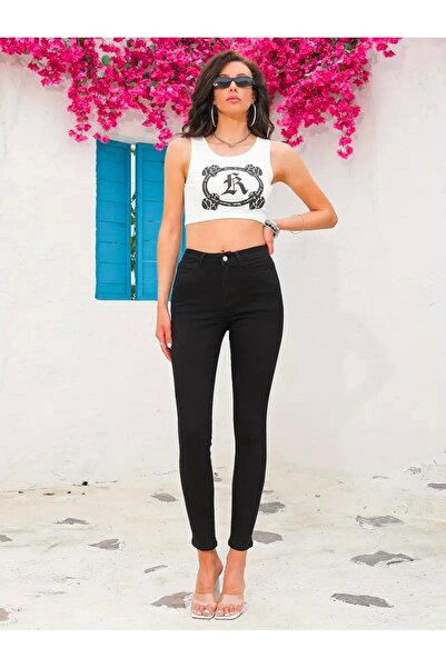 geenz manifacture Pantaloni skinny din lycra cu talie înaltă