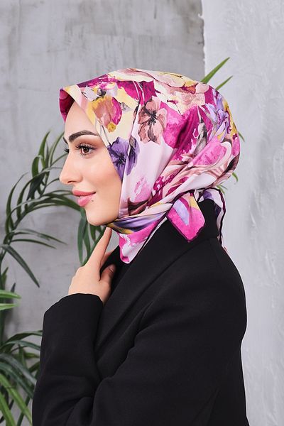 Golden Rose Satin Rayon Patterned Scarf