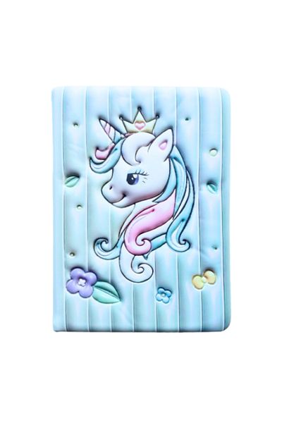 Glanart Bloc de note Puffy Cute Unicorn 13 x 18 cm 96 Ypr. în dungi verde deschis
