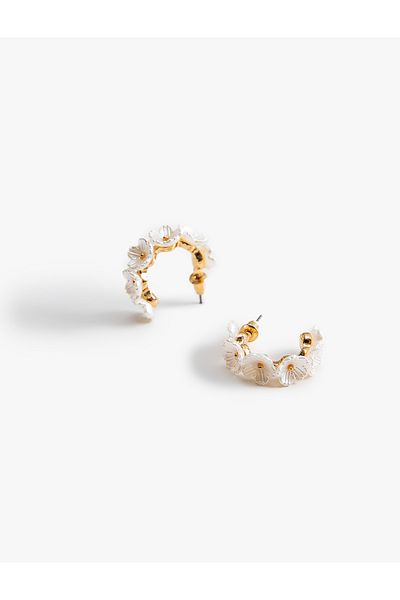 Koton Flower Detailed Half Hoop Earrings