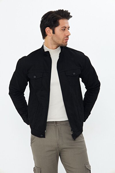 Oyga Чоловіча джинсова куртка на блискавці з тонкого деніму