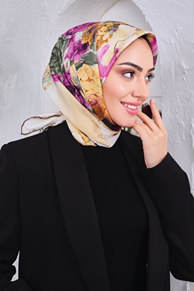 Golden Rose Eșarfă cu model din raion satinat