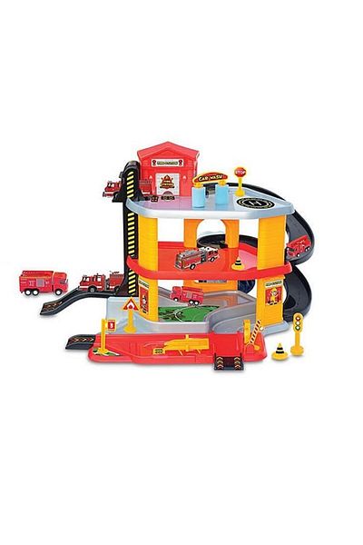 TOYFEST مجموعة مرآب محرك إطفاء من 3 طوابق