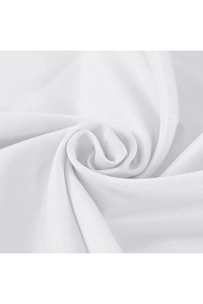 Zeren Home Față de masă din in alb - rezistentă la lichide, rotundă și fără cot