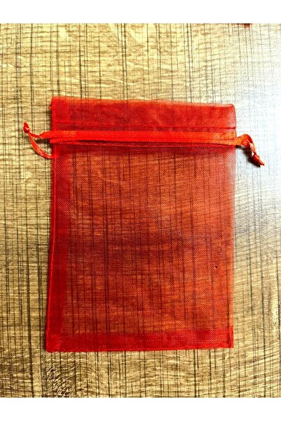 yörük tuhafiye Organze Tül Kese ,50 Adet, Kırmızı (9X12 CM) Kına, Bebek,çerez ,nişan,nikah,kırmızı Model