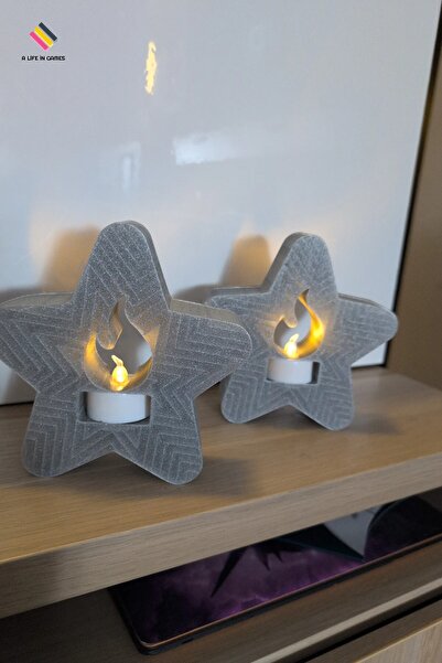 a life in games Yıldız Işığı tealight led mumluk - Sarı ışık Dekoratif Starli...