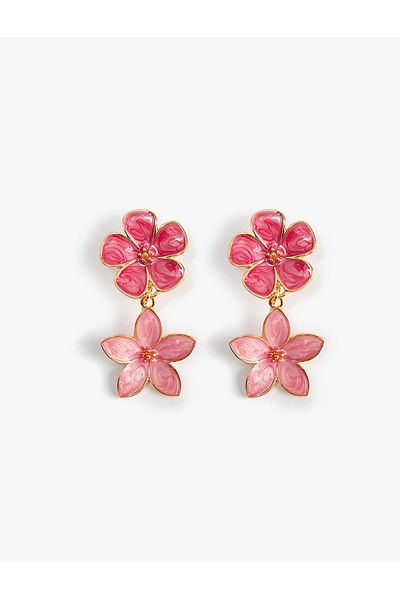 Koton Earrings Floral Enamel Dangle Multicolored