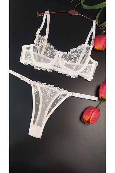 Masal Lingerie حمالة صدر نسائية منقوشة بالزهور من Ecru