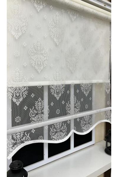 StorBurada Ecru Tulle Curtain and Roller Blinds - Double Mechanism St 121