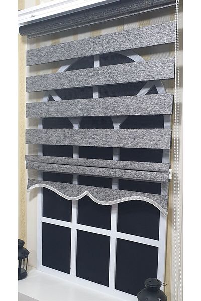StorBurada Black Silver Zebra Roller Blind Skirt - Sectional St 009